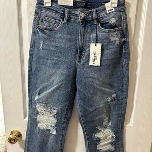 Judy Blue Straight Leg High Waist Distressed Cropped Jeans Size 7 NWT